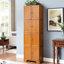 Armoire de rangement en chêne de 72,4 po de hauteur avec 8 portes et 4 tablettes. Pour divers réglages. Surface lisse, zones de fondation. Structure