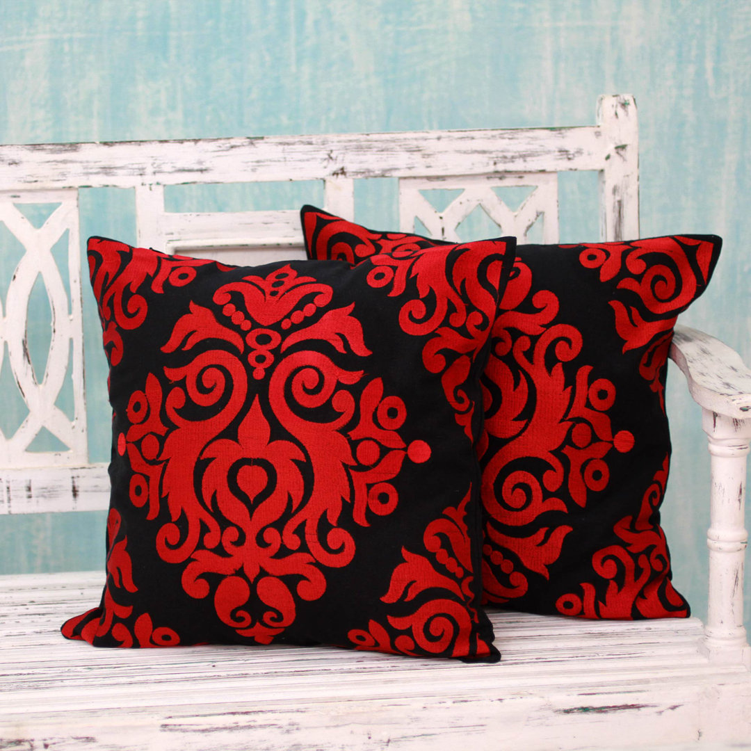 Beauty Embroidered Cotton Pillow Cover (Set of 2) Novica