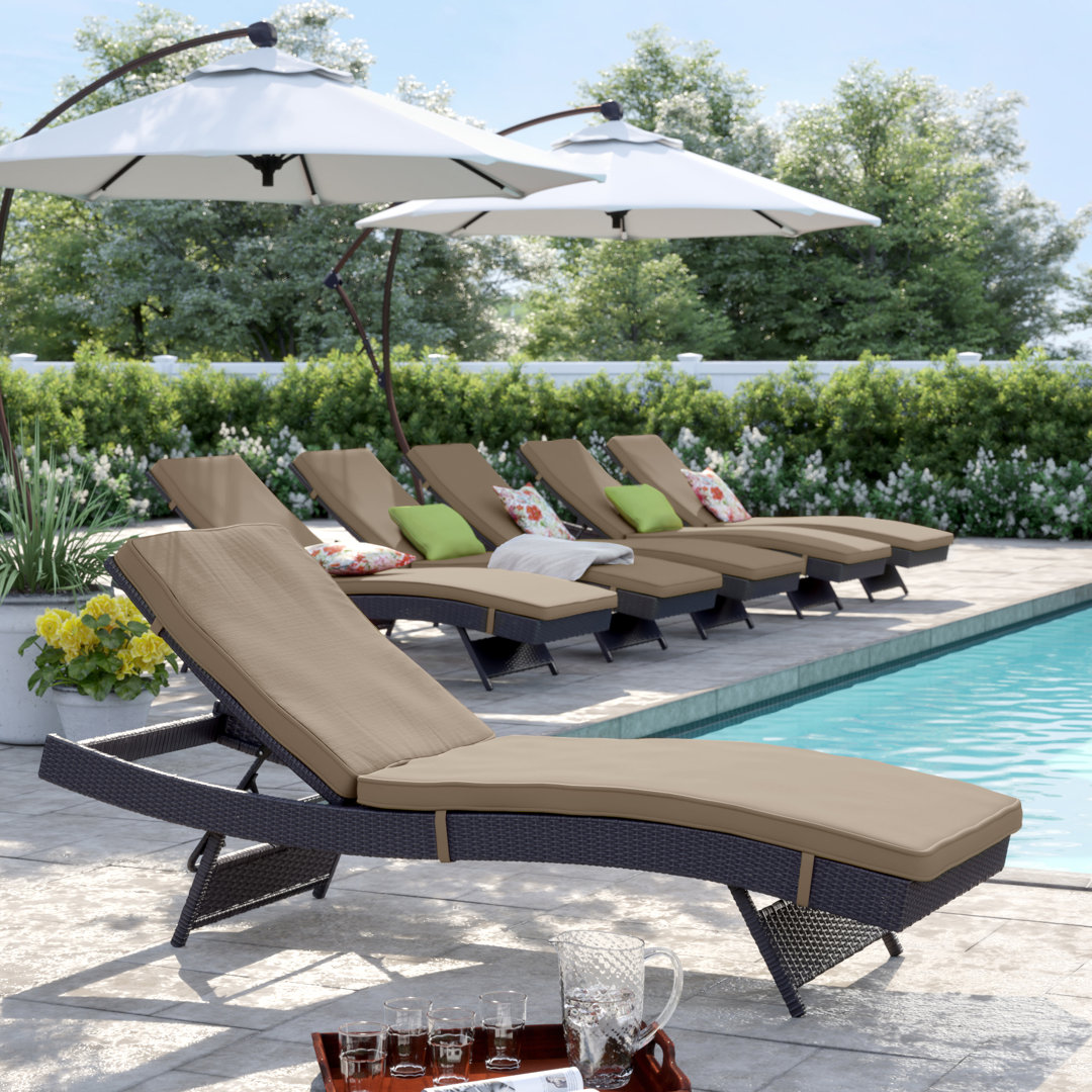 Convene Wicker Rattan Outdoor Patio Chaise Lounge Chairs in Espresso (Set of 6) Modway