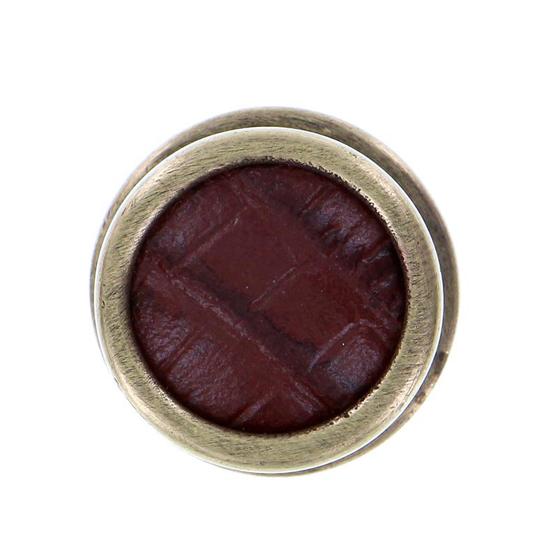 Equestre Round Knob, Small, Antique Brass, Brown Stone
