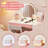 Kids Vanity Desk With LED Mirror & Chair & Power Supply