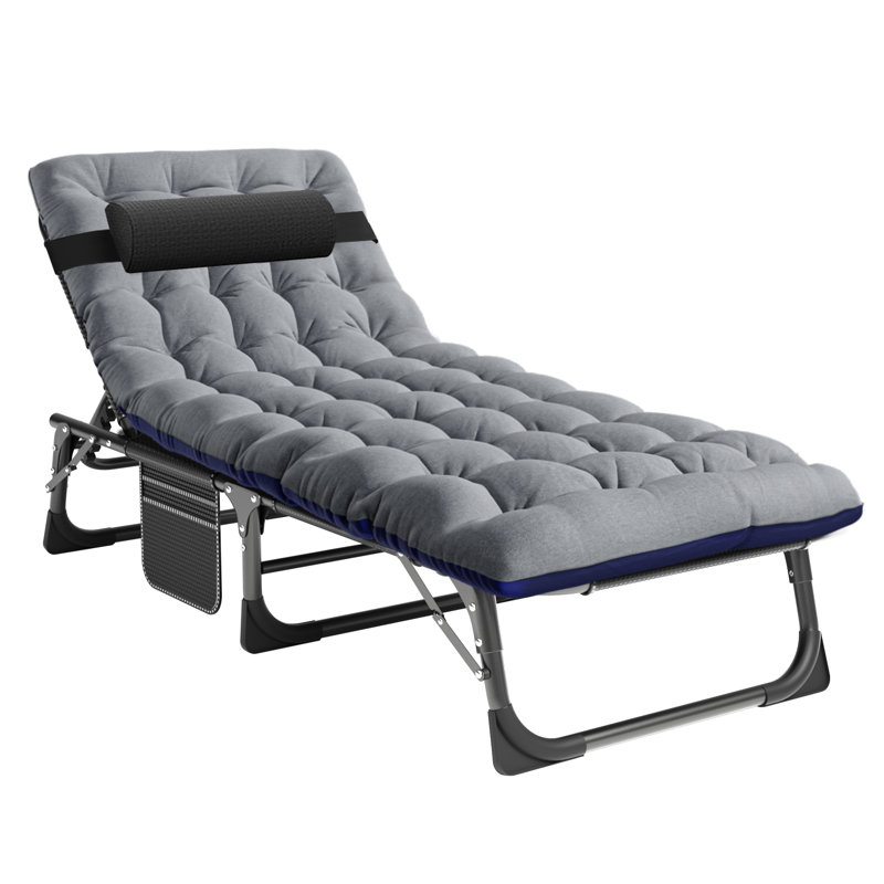 Lachara Adjustable 5-position Adults Reclining Folding Chair w/ Pillow&Cushions, Perfect For Camping, Dark Gray