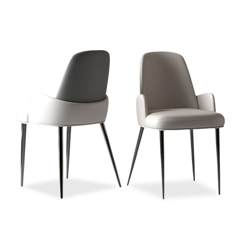 Chaise d'appoint à dossier solide gris (ensemble de 2)