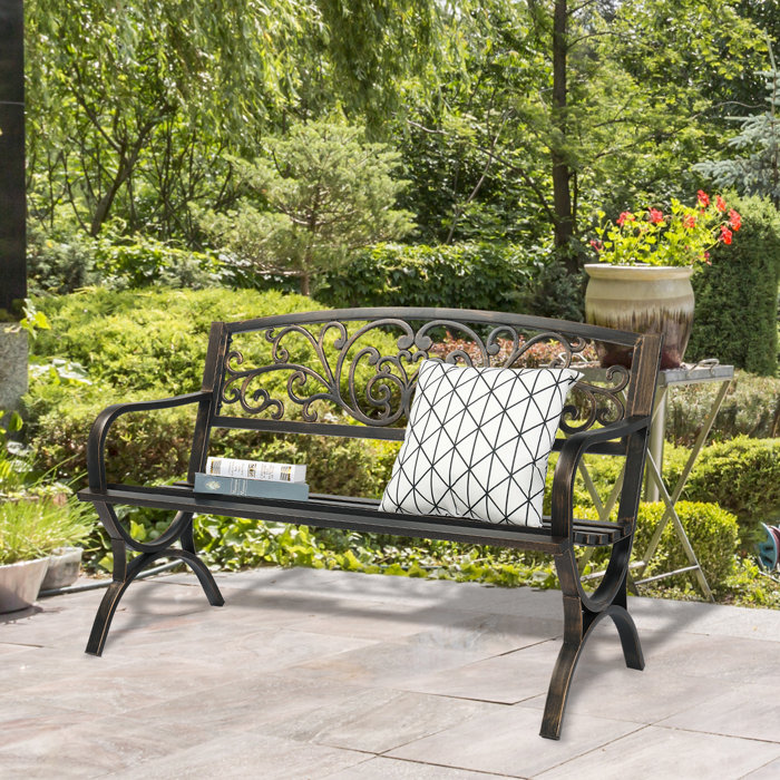 Bloomsbury Market Ethanael Metal Outdoor Bench & Reviews | Wayfair