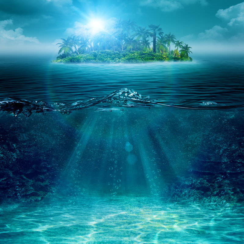 Alone Island in Ocean - Photographie sur toile tendue, H 30 po x l 30 po x P 1 po