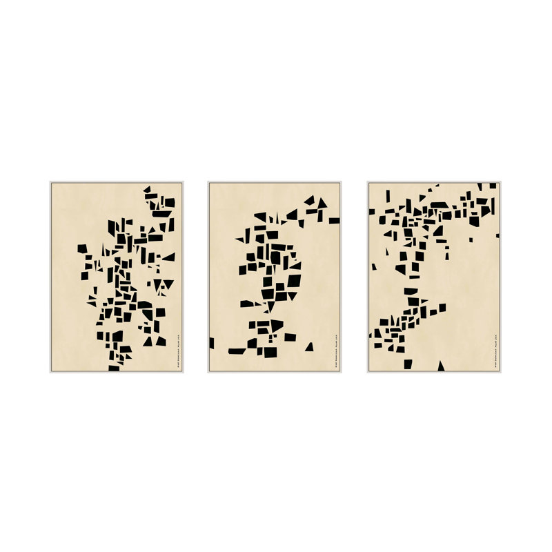Géométrie brisée. Ensemble de 3 pièces par Romina Gadler - Art mural encadré, 30" H x 21" W, White Framed Canvas