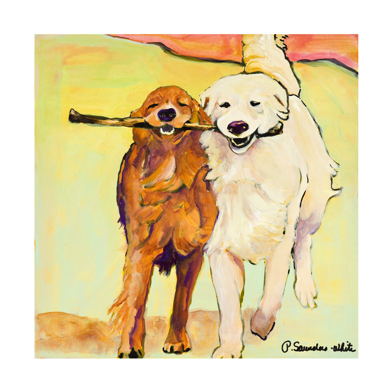 Toile tendue - Pat Saunders - art mural «Stick with Me» blanc pour le salon, la chambre à coucher ou le bureau - 24 x 24
