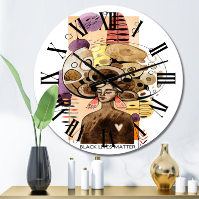 Portrait of African American Girl with Closed Eyes - Americana Wall Clock