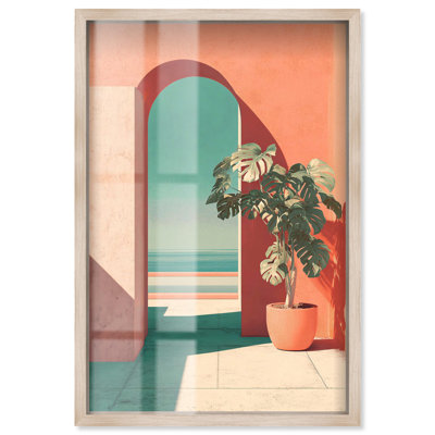 Art mural côtier Breeze Pathway Shadowbox par Art Remedy, cadre blond, 31 x 46