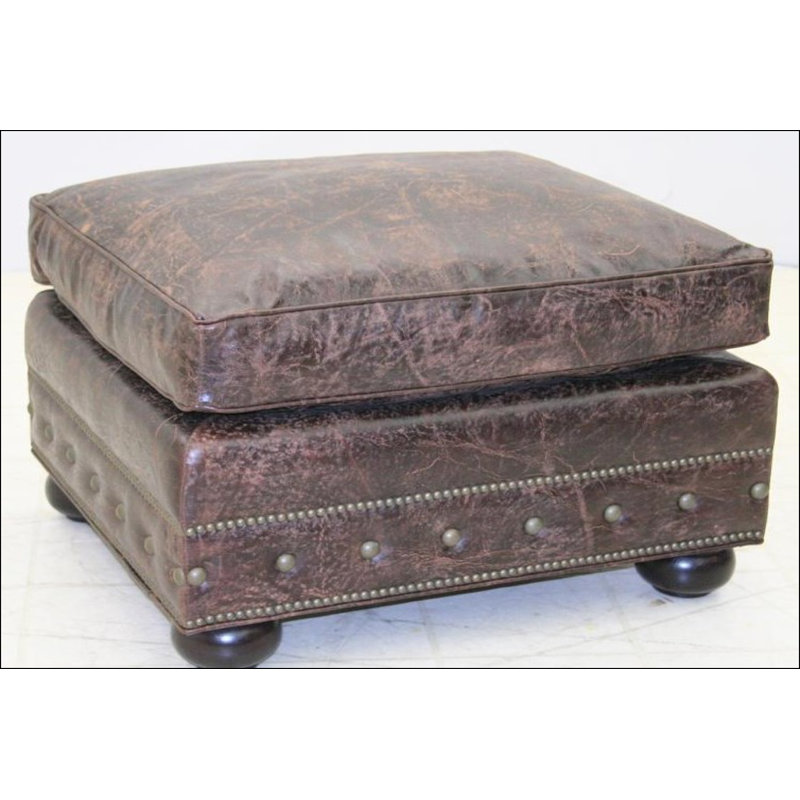 Leather Ottoman, Spirit 2525, Old Silver, Pewter