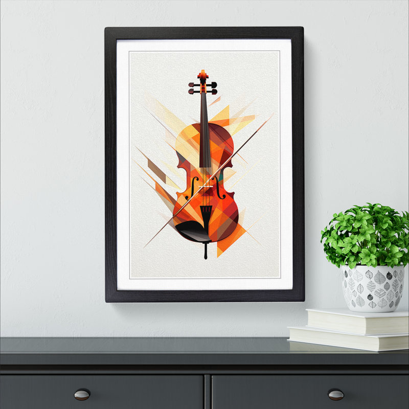 Violin Geometric - Framed Print, Black, 64cm H x 46cm W x 2cm D