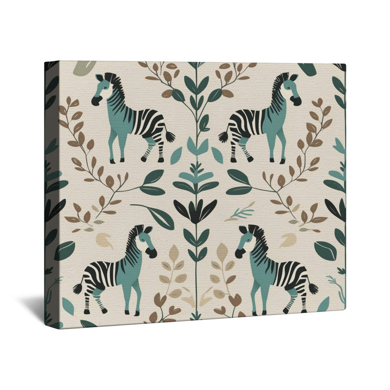 Toile tendue à motif zébré et feuillage en plusieurs tailles, 32 po x 32 po