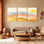 «Abstract Mountain Landscape Sunset», ensemble de 3 reproductions d'art sur toile-915353688