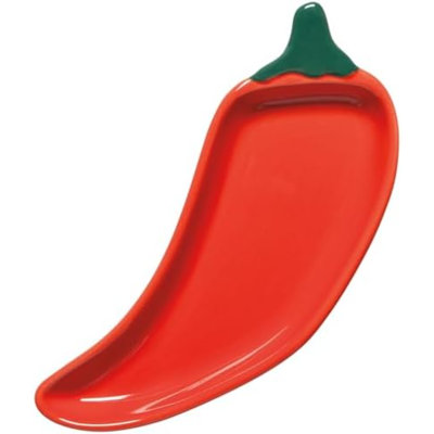 Danica Stoneware Chili Peppers Shaped Dish - Latin, Molded, Serving Food, Red, 3.92 x 7in