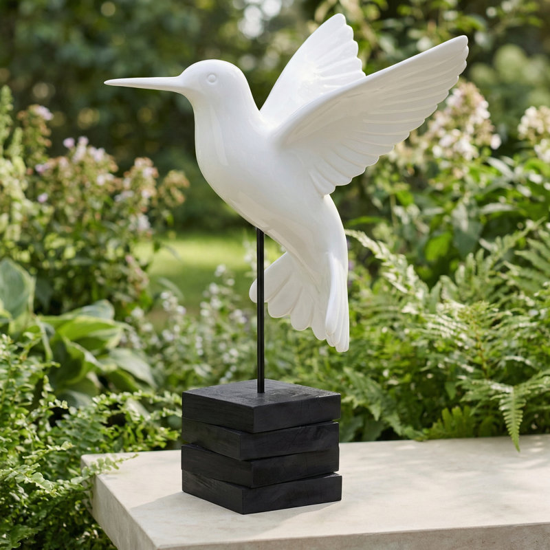 Statue colibri blanc de 21 po Dannisha