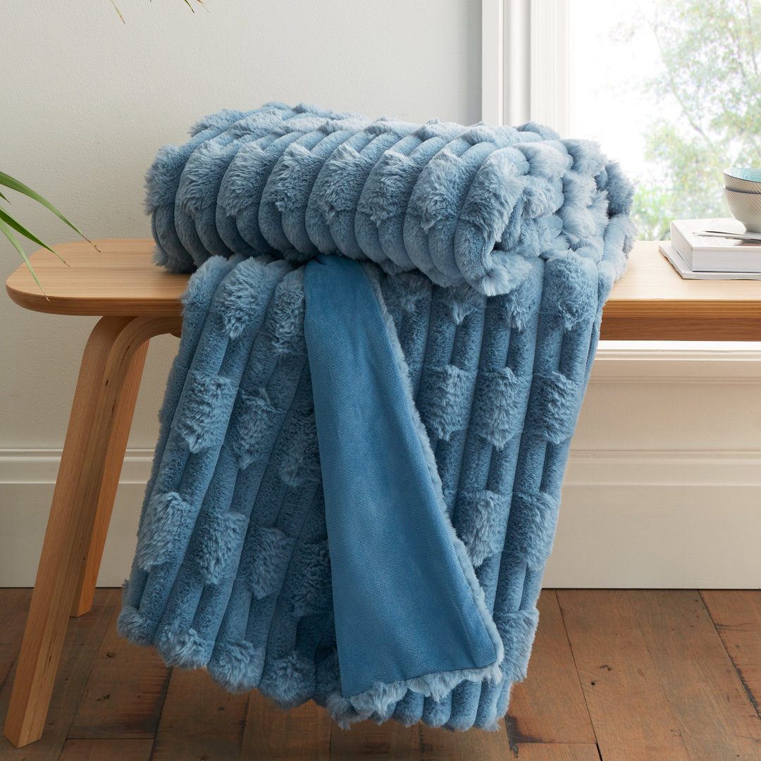 Carved Faux Fur Blanket Throw