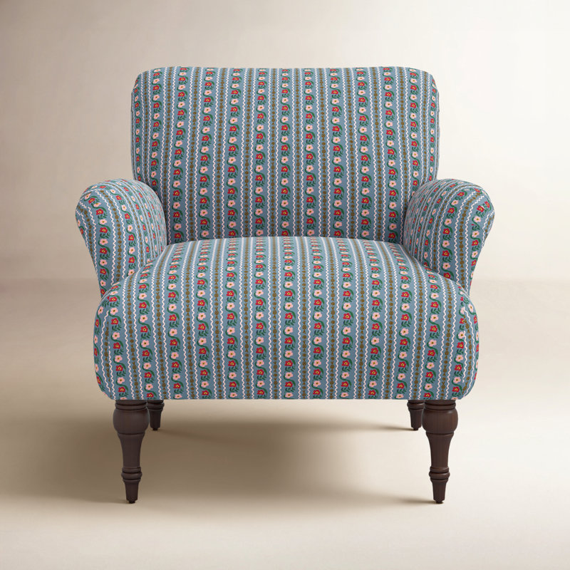 Bristol Armchair In Delphine Slate, Delphine Slate, Espresso