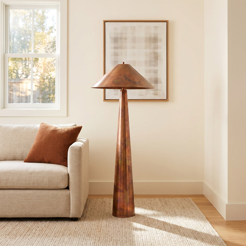 Erlea 67.5 " Traditional Floor Lamp, Yellow Brown, Iridescent Acid Wash, Metal