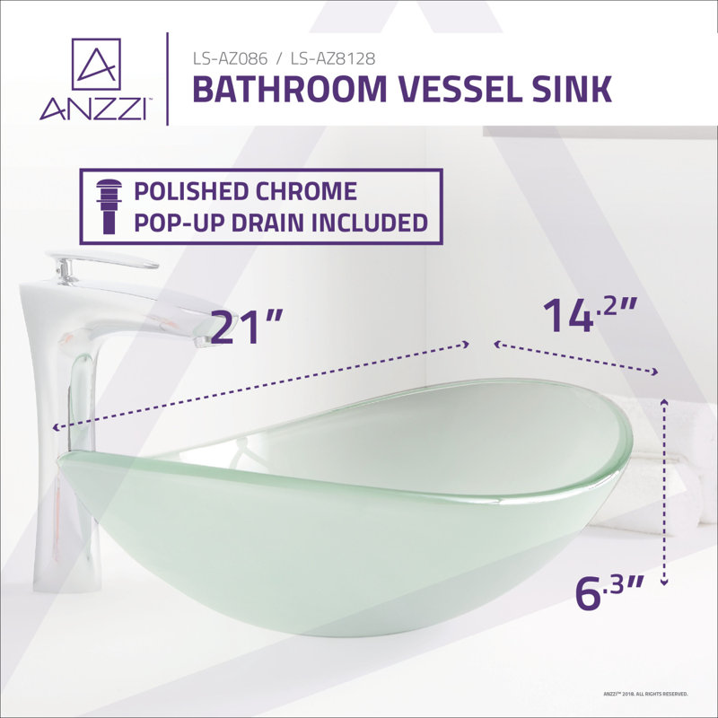 Forza Frosted Glass Oval Bathroom Sink with Brushed Nickel Faucet