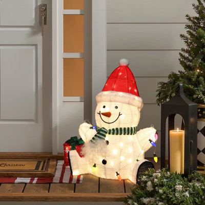 Décoration de Noël avec bonhomme de neige 2,3 pi avec bonhomme de neige rouge 2,3 pi