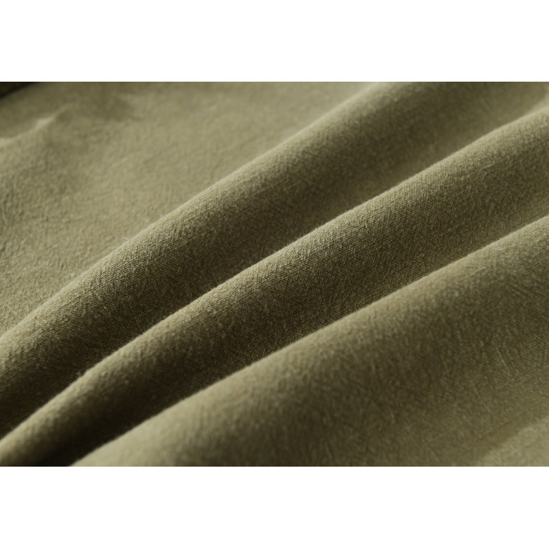 Washed Linen Textured Boho Farmhouse Pillow Cover With Tassels Edge, Olive Green, Rectangle 12"H x 20"W