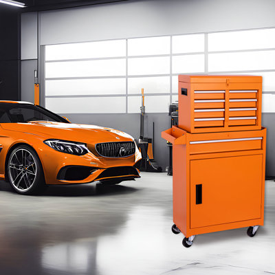 Armoire orange à 5 outils avec verrou et isolation thermique - Outils et espace de rangement pour atelier verrouillable