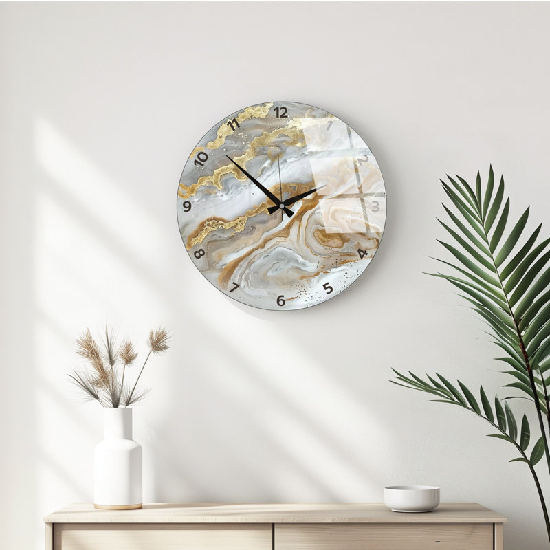 Horloge murale élégante en verre, 15,7 pouces de diamètre | 100% verre avec une épaisseur de 0,16 pouce | Design moderne pour le salon, le bureau et la décoration intérieure | Horloge élégante pour tout mur