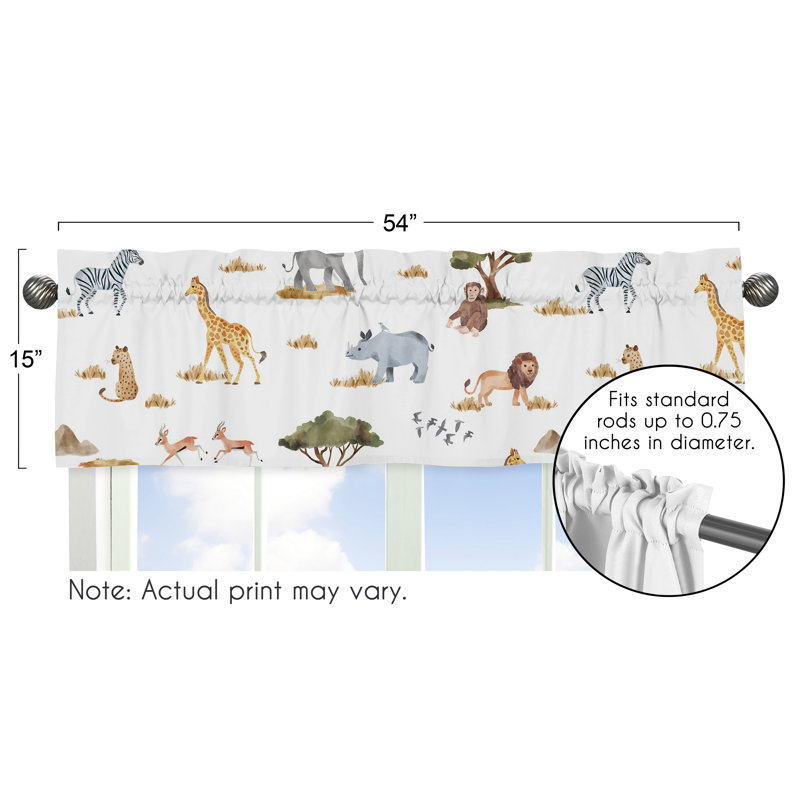 Safari Jungle Animals Multicolor Rod Pocket Window Valance