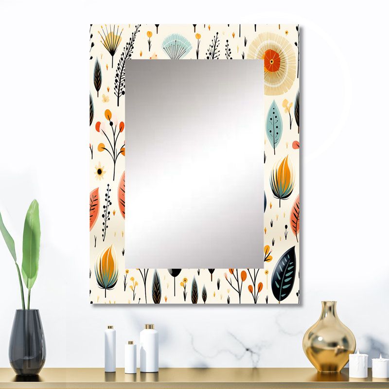 Earthy Boho Eclectic Plants - miroir décoratif éclectique, miroir mural Boho, reproduction d'art en métal, 32 po x 24 po