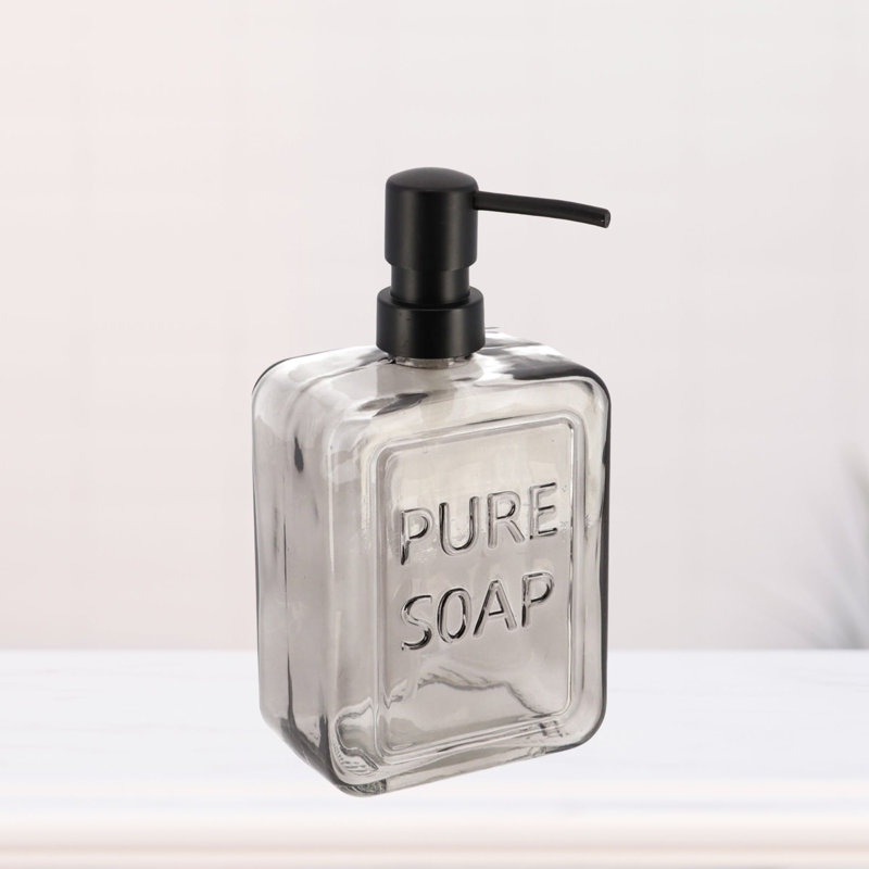 Glass Soap Dispenser PURE SOAP 18 FL OZ, Smoked