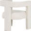 Chaise d'appoint blanche, design minimaliste moderne, revêtement Boucl, dossier ouvert arrondi, siège confortable, support à trois pieds, pour salle à manger, chaise contemporaine de 26 pouces de largeur avec siège monochrome