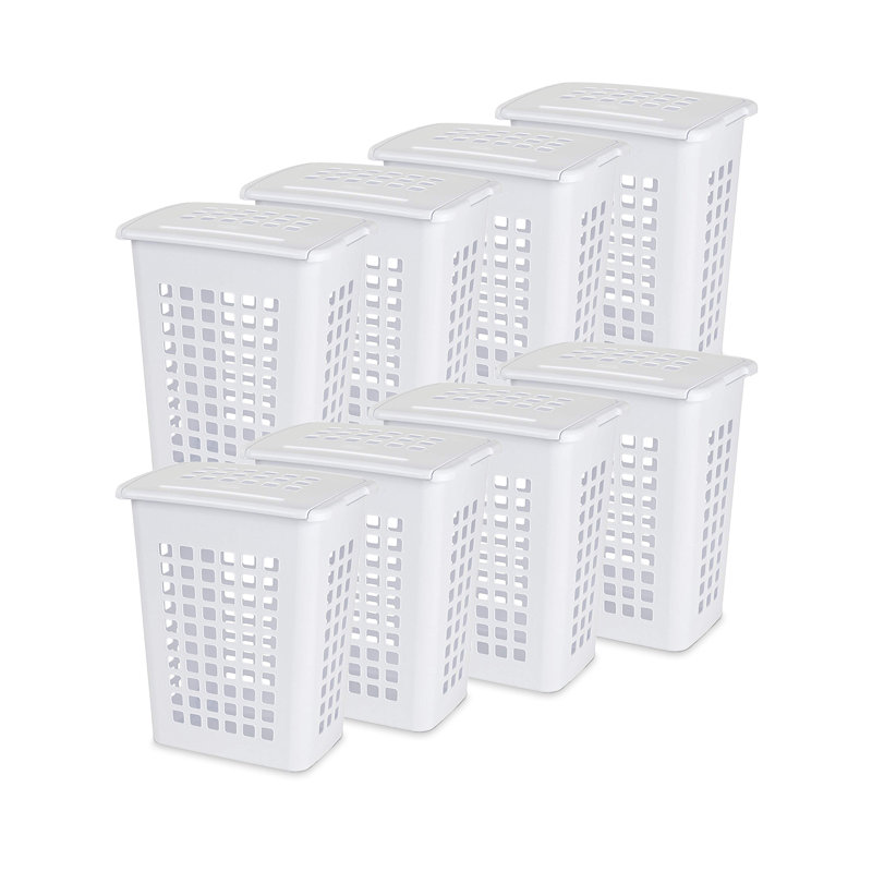 Panier à linge rectangulaire en plastique avec couvercle Sterilite LiftTop, 8 Pack