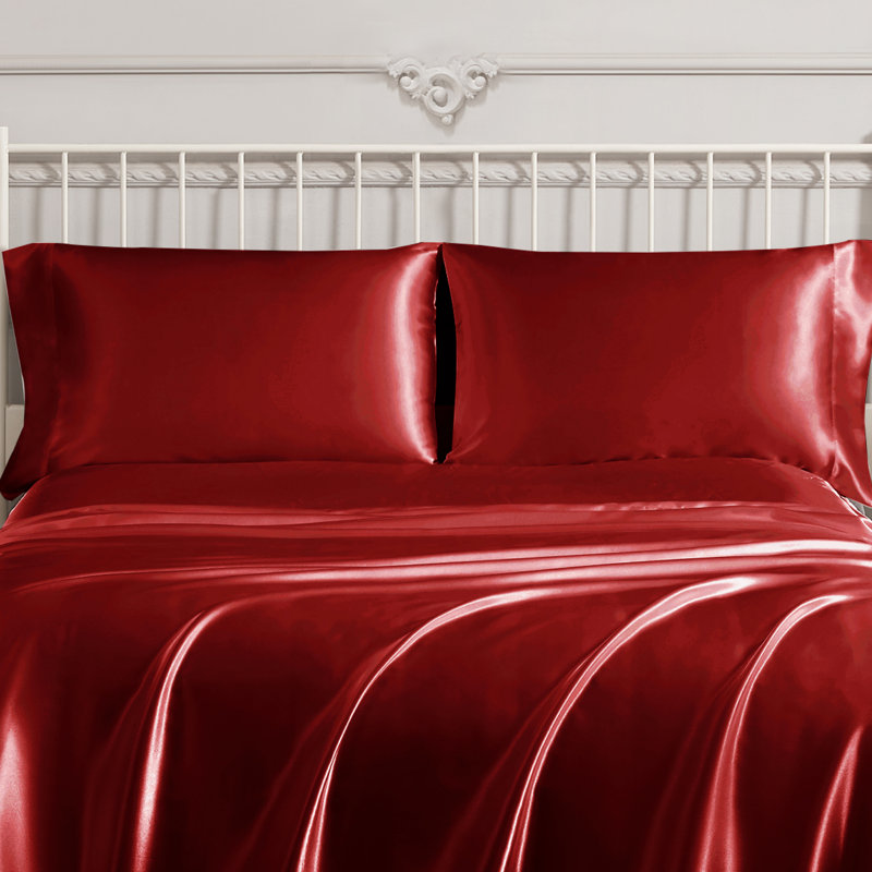 Red Satin Standard/Queen Pillowcases Set of 2