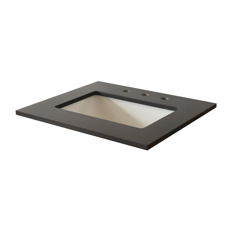 Comptoir en quartz gris 25 po et lavabo rectangulaire simple
