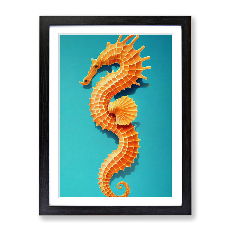 Seahorse Vol.1 - Single Picture Frame Print, Black, 64cm H x 46cm W x 2cm D