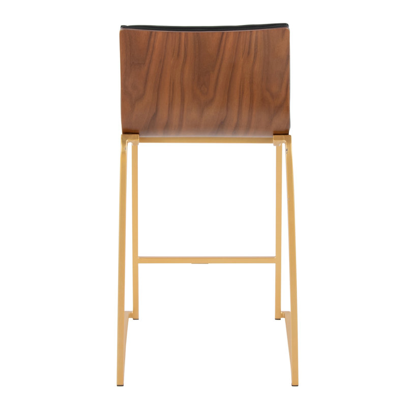 Tabouret de comptoir contemporain, Siège noir / cadre doré