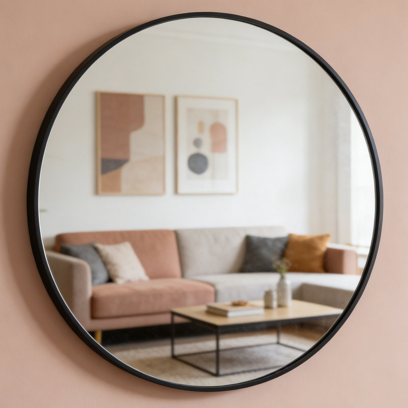 Miroir de salle de bain 24 po, 24 po x 24 po, Noir