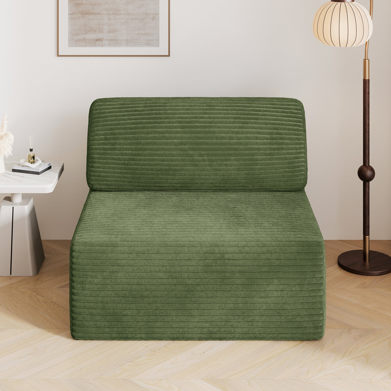 Upholstered Corduroy Accent Chair, Green