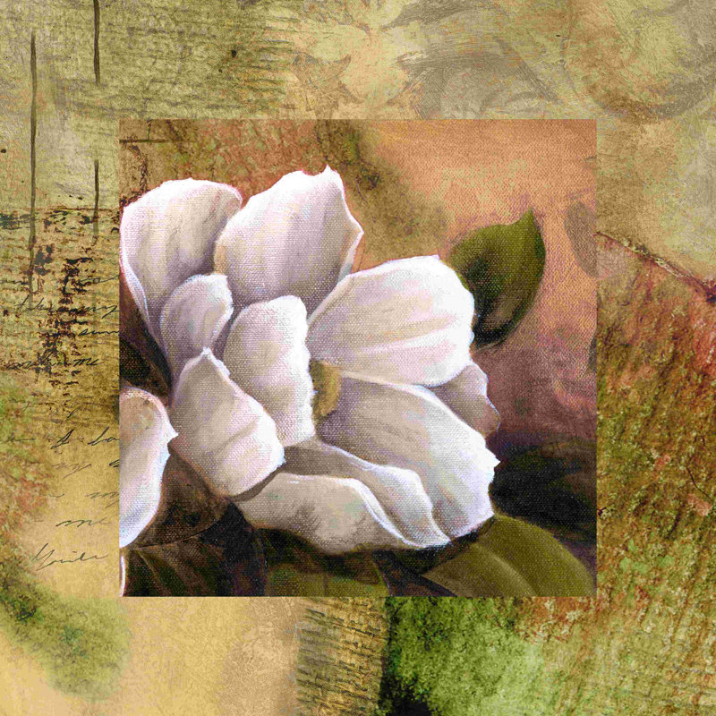 Fleur de magnolia - peinture sur toile tendue, H 12 po x l 12 po