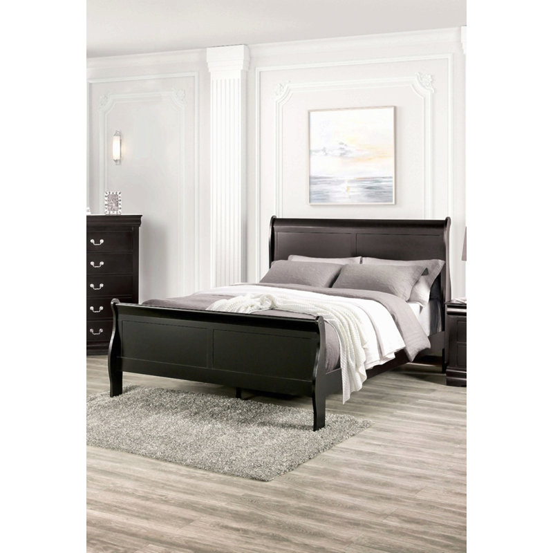 Pieds de lit pour lit de style traîneau Louis Phillipe, Lit double, Black