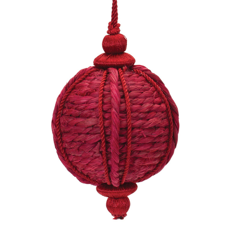 Ghazan Solid Colour Fabric Ball Ornament, 5.5" H x 3.25" W x 3.25" D, Red