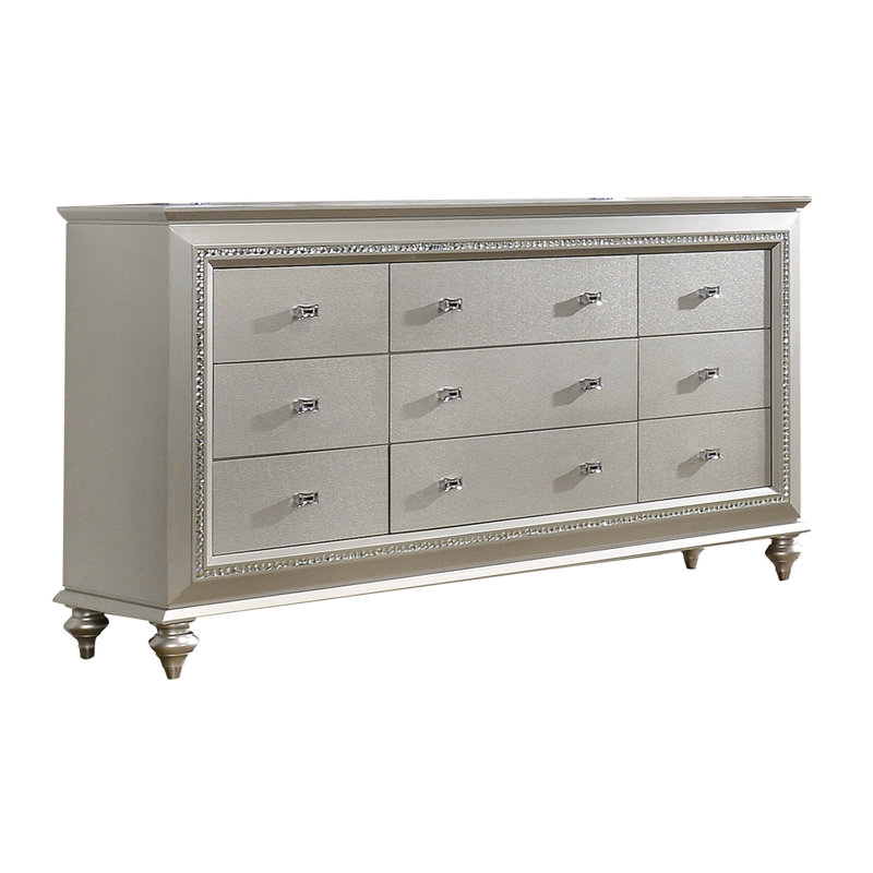 Lundt 66'' W 9 - Drawer Dresser, Silver