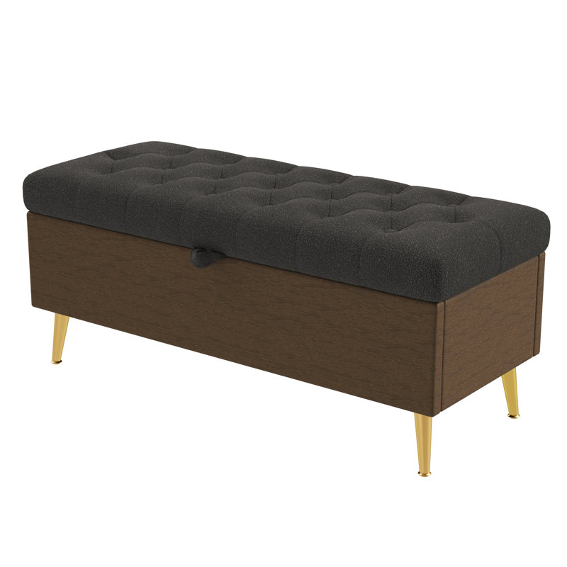 Banc de rangement avec repose-pieds rembourré Milos, Gris