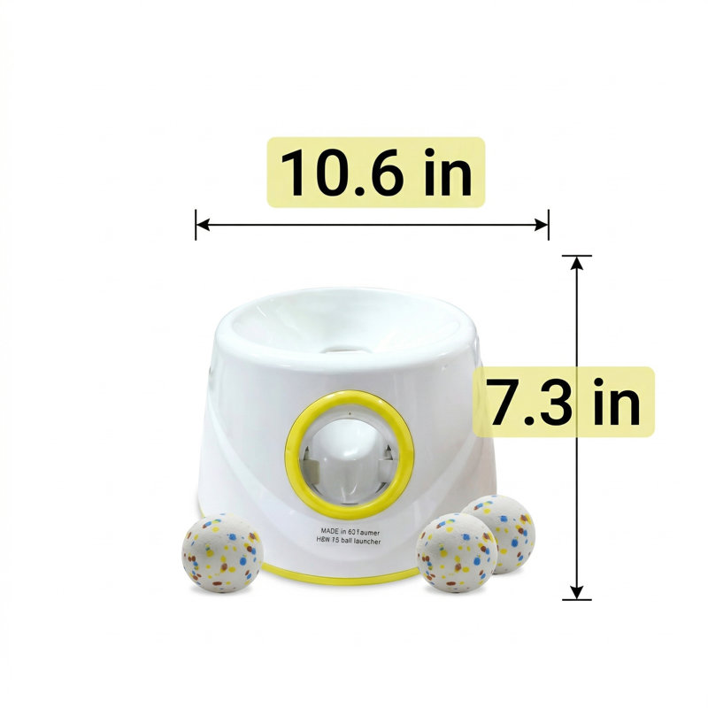 Lanceur de balle automatique amélioré, distance réglable de 20 à 45 pi, comprend 6 balles ETPU (2,3 pouces), jouet interactif pour petits et moyens chiens