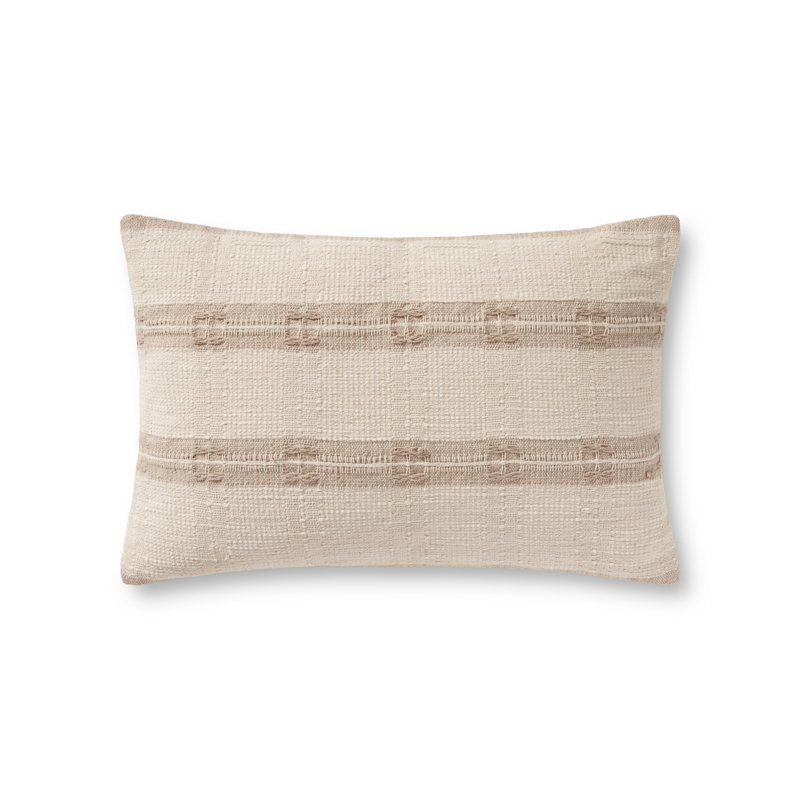 Diego Natural Cotton Striped 13" x 21" Pillow Cover