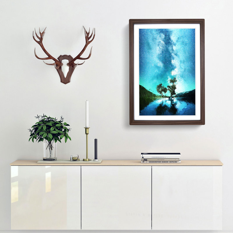 Milky Way Above Washington in Abstract - Picture Frame Graphic Art Print, 48cm H x 36cm W x 2cm D, Walnut Framed