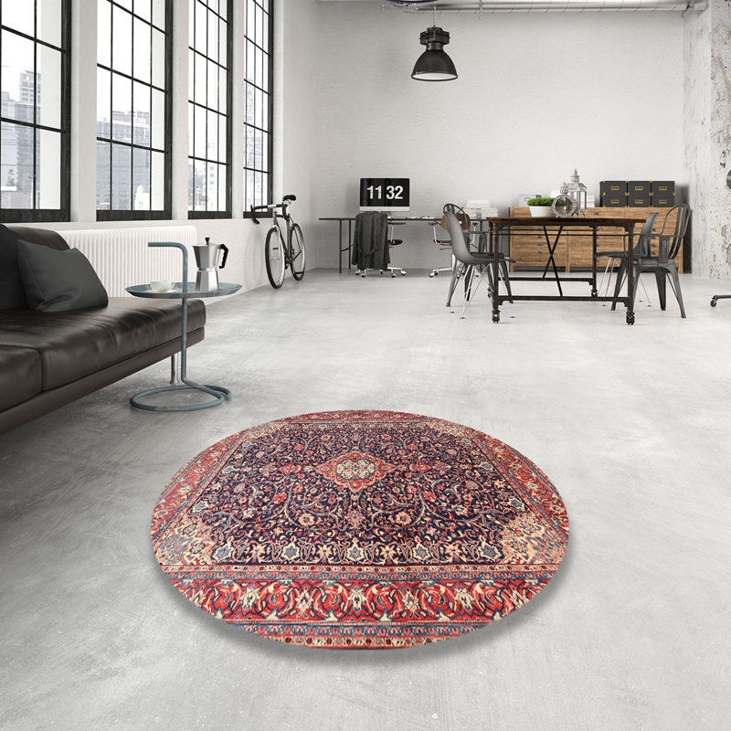 Tapis traditionnel rouge / violet Dharmadhikari, Rond 4 pi
