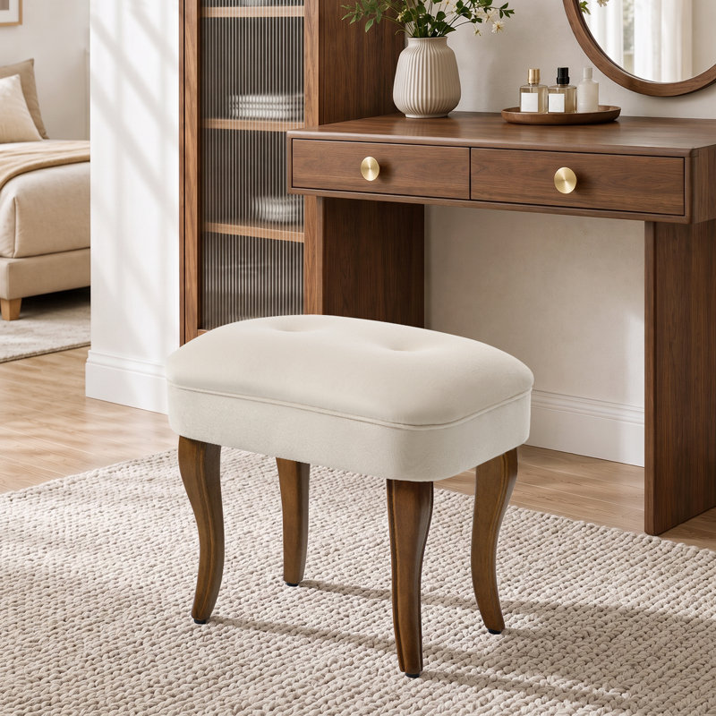 Chaise de coiffeuse en bois massif, Beige