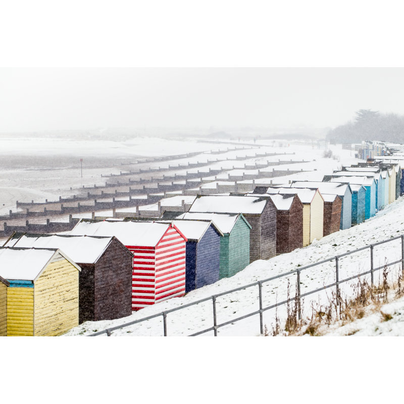 Beach Huts In The Snow by CBCK-Christine - Wrapped Canvas Print, 51cm H x 76cm W
