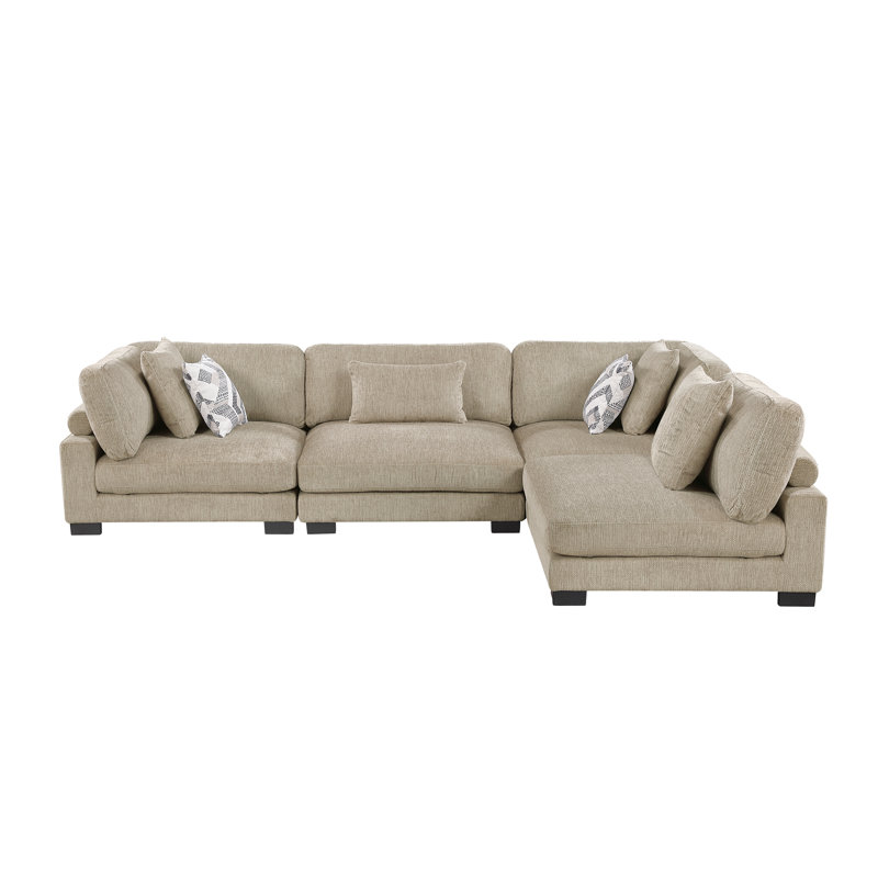 Canapé modulaire 4 pièces Connell, Microfibre/microsuède beige